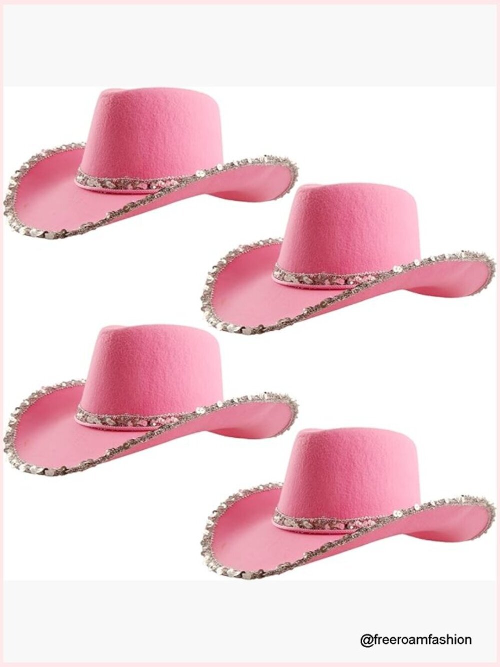 4 Pack Sequin Cowboy Hats for Women Fancy Dress Accessory Party